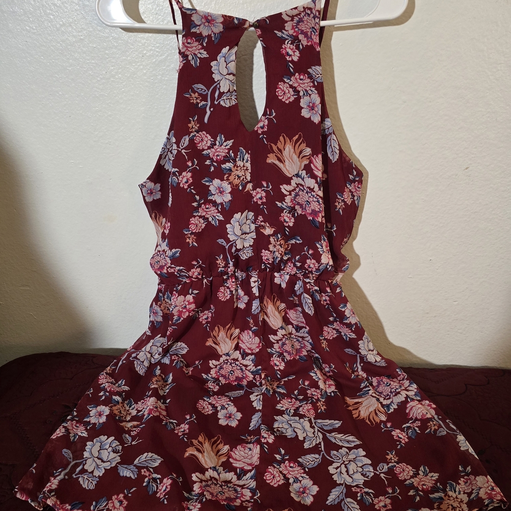 No Boundaries Burgundy Floral Ruffle Dress - Picture 2 of 9